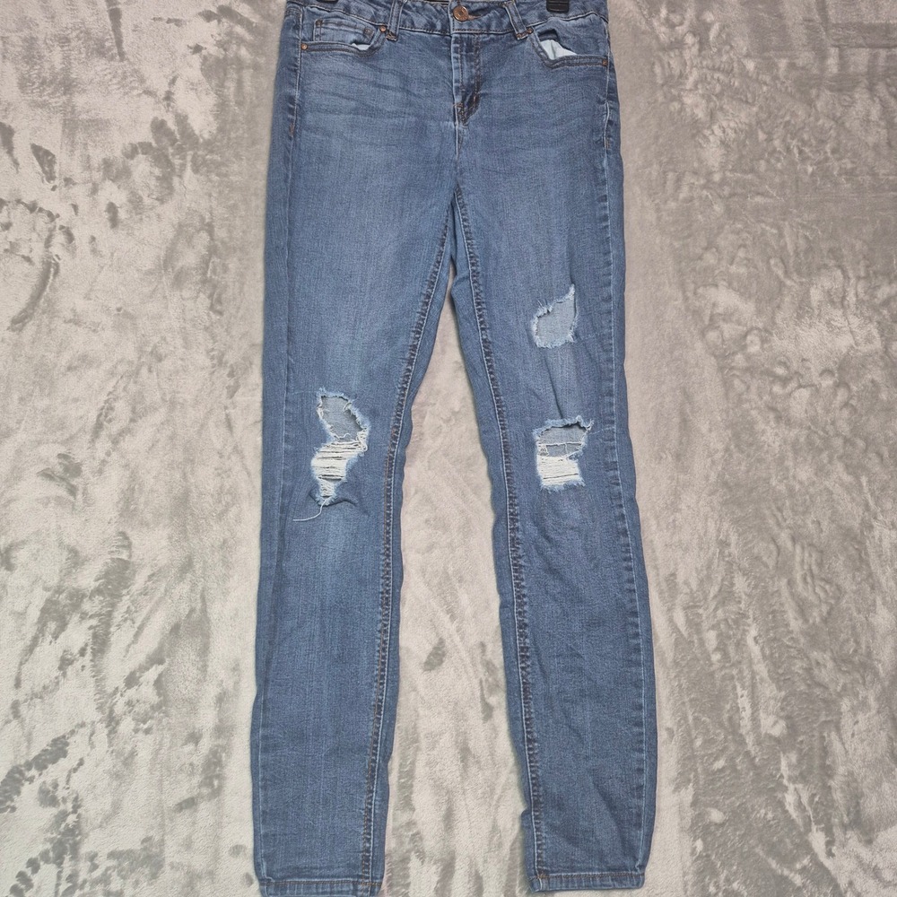 Refuge Womens Size 8 Distressed Skinny Jeans Medium Wash High Rise Denim